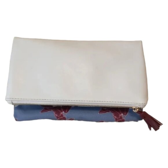 Rachel Pally Reversible Floral Leather Clutch Handbag Tassel Zipper Pull - Picture 2 of 9